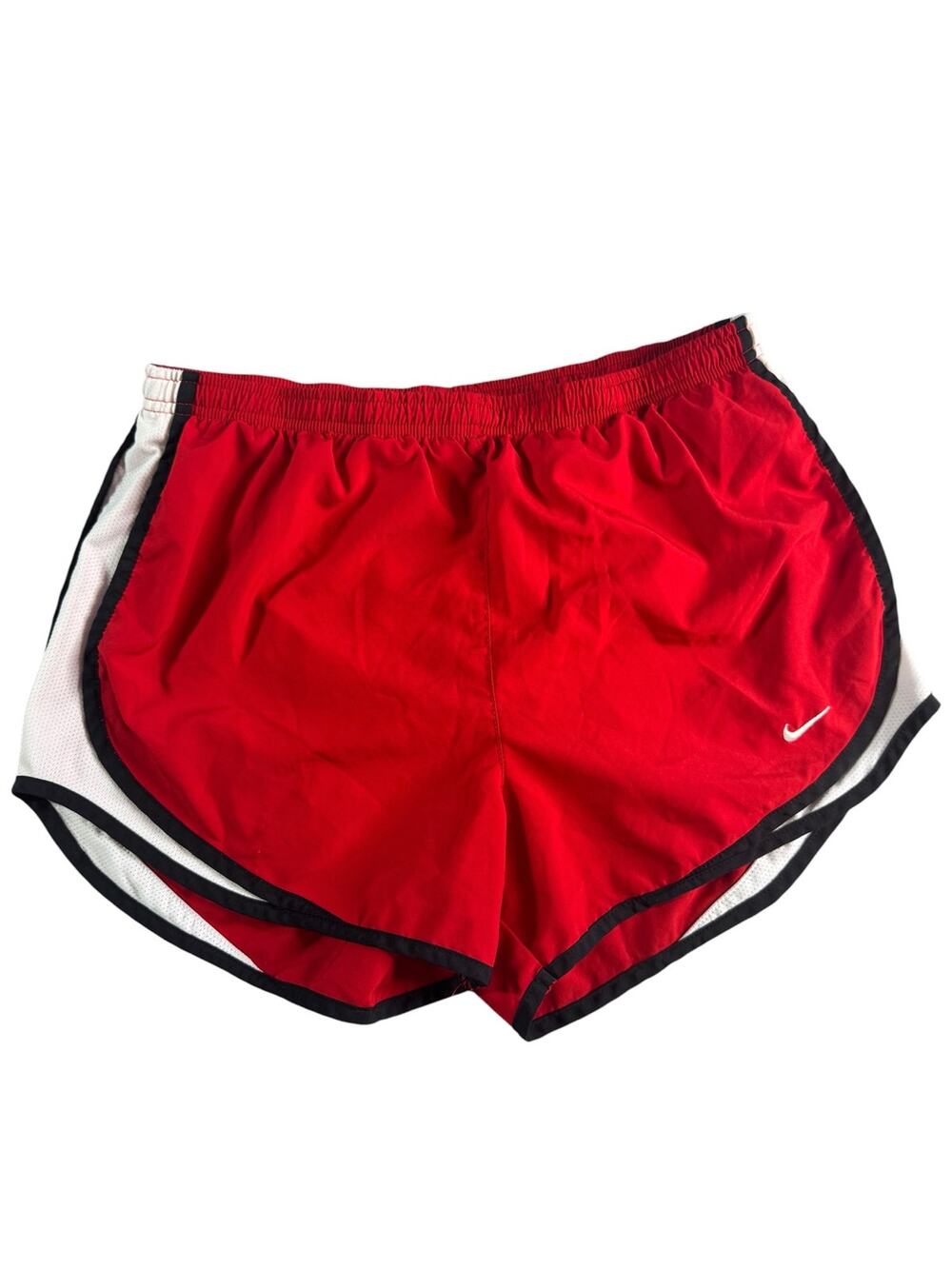 Nike Womens Medium Dri-FIT Running Shorts Red White Lined Athletic Workout